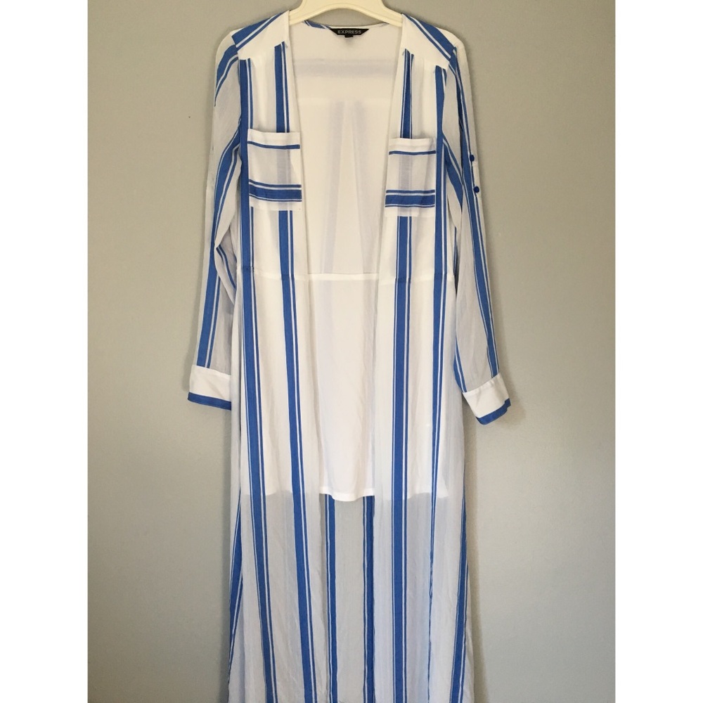 Blue and white stripped dress shirt or cardigan
